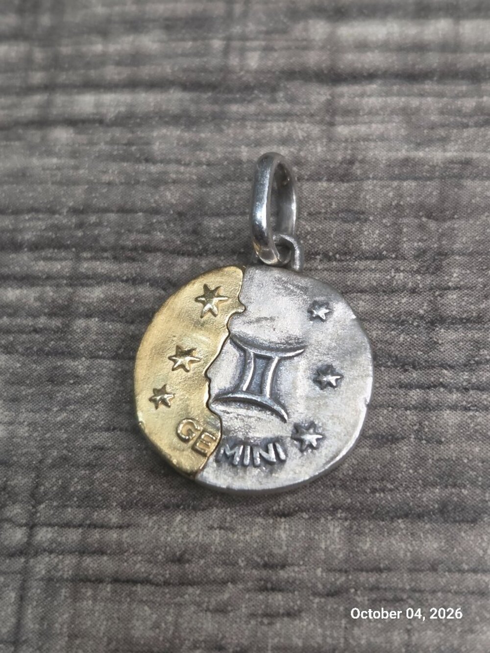 Authentic PandoraGemini Zodiac Medallion Charm Sterling silver, 14k gold plating
